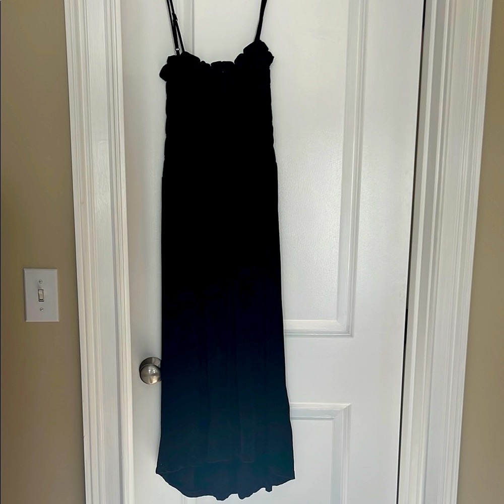 H&M Blue Ruffled Spaghetti Strap Maxi Dress